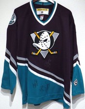 vtg Anaheim Mighty Ducks SIGNED 2003 Jersey L Koho Garrett Burnett Chistov Krog picture