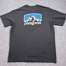 Patagonia Responsibili-Tee Shirt Mens Medium Black Fitz Roy Logo Graphic picture