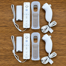 2X OEM Nintendo Wii Remote Wiimote Controller White RVL-003 & Nunchuk RVL-004 picture