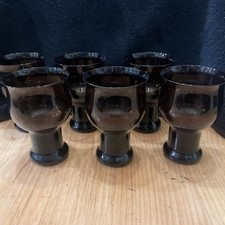 6 Lenox Clarion Brown Sculpted Wine Glasses Goblets Made in USA picture