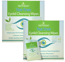 Noveha Tea Tree Eyelid & Lash Cleansing Wipes Green Tea Chamomile 2 Pack picture