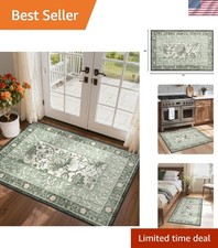 Provence Inspired Sage Green Indoor Rug 2x3 - Soft, Water-Resistant Design picture