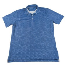johnnie-O Polo Men XL Blue Gage Lake Geometric Circle Print Poly Blend JMPO4660 picture