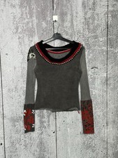 Pianura Studio Y2K Mesh Top Sheer Abstract Print Long Sleeve Size S picture