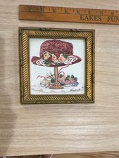 Vintage Style Victorian Ladies Hat Floral Mini Framed Art Gold Frame Cottagecore picture