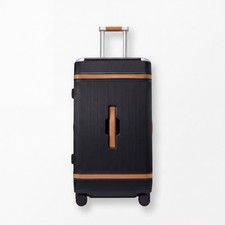 Paravel Aviator Trunk Checked Spinner Suitcase Travel Sandstone Black picture