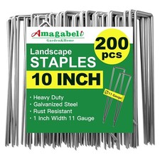 AMAGABELI GARDEN & HOME 10 Inch 200 Pack Galvanized Landscape Staples 11 Gaug... picture