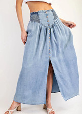 NWT Promesa Denim Front Slit Maxi Skirt Sz S picture
