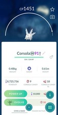 Pokemon 10x Galarian Corsola level 40 3 moveset Great League picture