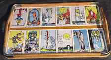 Vintage Wooden Tarot Reading Tray. Classic Rider Waite Smith Tarot Card Tray. picture