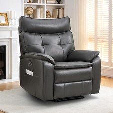 Canmov Genuine Leather Power Recliner Chair, Electric Single Reclining Sofa picture