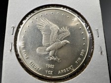 1982 Monex 1 Oz Silver Eagle .999 Art Vintage Round CH BU UNC picture
