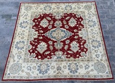 6x6 ft Square Hand Knotted Turkish Afghan Traditional Oriental Chobi Wool Rug picture