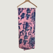 Williams Sonoma Pink Blue Toile Cotton Tablecloth 70x126 Cottage French Country picture