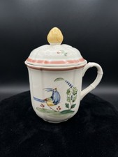 Villeroy & Boch Germany Floral Bird Ceramic Lidded Mug, 2-Piece, White picture