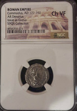 Roman Empire Commodus Silver Denarius AD 177-192 NGC Ch VF SPQR Caesar picture