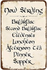 Vintage Lord of the Rings Meal Times Menu Tin Metal Signs Vintage Lord of the  picture