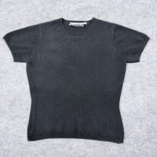 Ann Tjian For Kenar Casual Short Sleeve Knit T-Shirt Women's Size Large Black picture