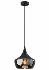 Adesso Eliza Hanging Pendant  Black Smoked Glass Dome Adjustable picture