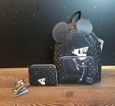 Loungefly Disney Mickey Mouse Black Mini Backpack & Zip Wallet Set picture
