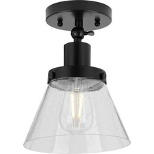 Progress Lighting Hinton 1-Light Industrial Flush Mount Ceiling Light Matte Blac picture