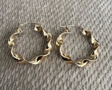 Vintage 14k EG EternaGold Twisted 1” Hoops picture