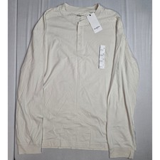 Goodfellow & Co Mens XL Long Sleeve Henley Shirt Cream Off White Standard Fit picture
