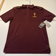 NWT Men's Small Colosseum NCAA Arizona State Sun Devils Maroon Polo Shirt picture