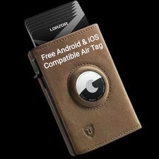 LORZOR RFID BLOCKING  SLIM LEATHER WALLET, FREE iOS & ANDRIOD COMPATIBLE AIR TAG picture
