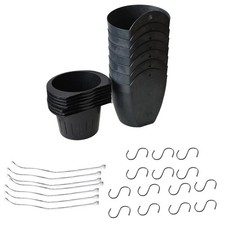7 Pcs Self-Watering Plastic Plant Flower Pots Wall Hanging Indoor Outdoor Black picture