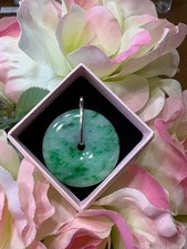 SALE 18k WG High Qual Natural Green Grade A Burmese Jadeite Pendant/SHIP IN USA  picture
