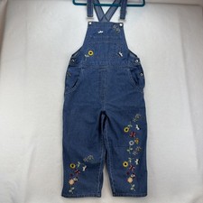 Vintage Women’s Agapo Denim floral embroidered overalls capri length Size Small picture