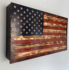 Gun Concealment Cabinet Safe Hidden Storage Furniture Dark Rustic American Flag picture