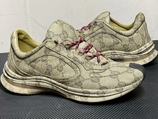 Gucci Run Beige Monogram 12.5M Designer Running Shoe Authentic picture