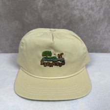 Vintage Duckster Rockwood Golf Hat Rope Cap Leather Strap Made In USA Cream OSFA picture