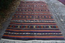Vintage 5,9x9,8 ft Rug, Kilim Turkish Rug, Blue Solid Wool Rug picture