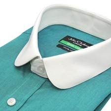 Men's Penny Club Collar Tourquish Green Shirt 1950s Peaky Blinders Vintage Style picture