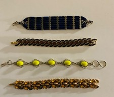 Beautiful Vintage Lapis, Trifari, Yellow Stone, & Rhinestone Bracelets Lot Of 4 picture