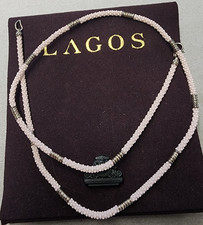 Lagos 3mm Pink Ceramic Beaded Sterling Silver Station Necklace 18