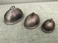 RARE VHTF Antique Early English Dollhouse Set of Lead Meat Covers Cloches 1:12 picture