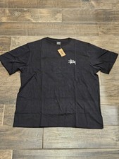 Stussy Basic Tee Black White Logo T-Shirt Men's Size XL Excellent... picture