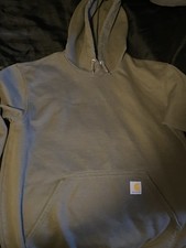 Carhartt Men's Loose Fit Fleece Pullover Hoodie Gray M Drawstring Pockets picture