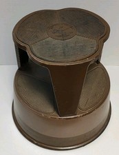 Vintage KIK-STEP Rolling Step Stool Brown Black Industrial USA picture