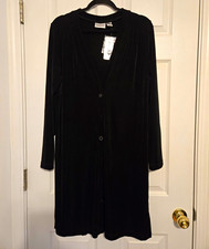 Chico's Travelers Black Swing Cardigan Jacket Button-Front Stretch Size 2 picture