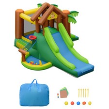 Inflatable Jungle Bounce House w/ Dual Slides Climbing Wall Jumping Area picture