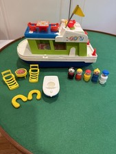 Vintage 1972 Fisher Price Little People #985 Happy Houseboat COMPLETE Set picture