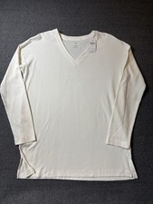 J.Jill Supima Cotton V Neck Tunic Top Cream Small S Long Sleeve NWT picture