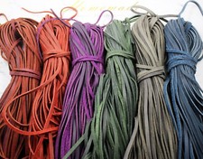 3mm Flat Cow Real Leather High Quality Finding Cord String Lace Rope ~ Natural picture