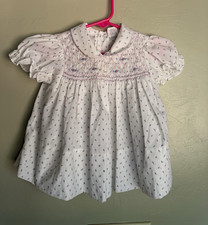 Baby Togs Creation 18-24M White Floral Smocked Cotton Puff Sleeve Dress 28250 picture