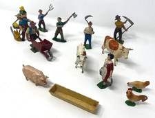 Vintage French Painted Lead Farm Figures & Animals • 15-Piece Collection picture